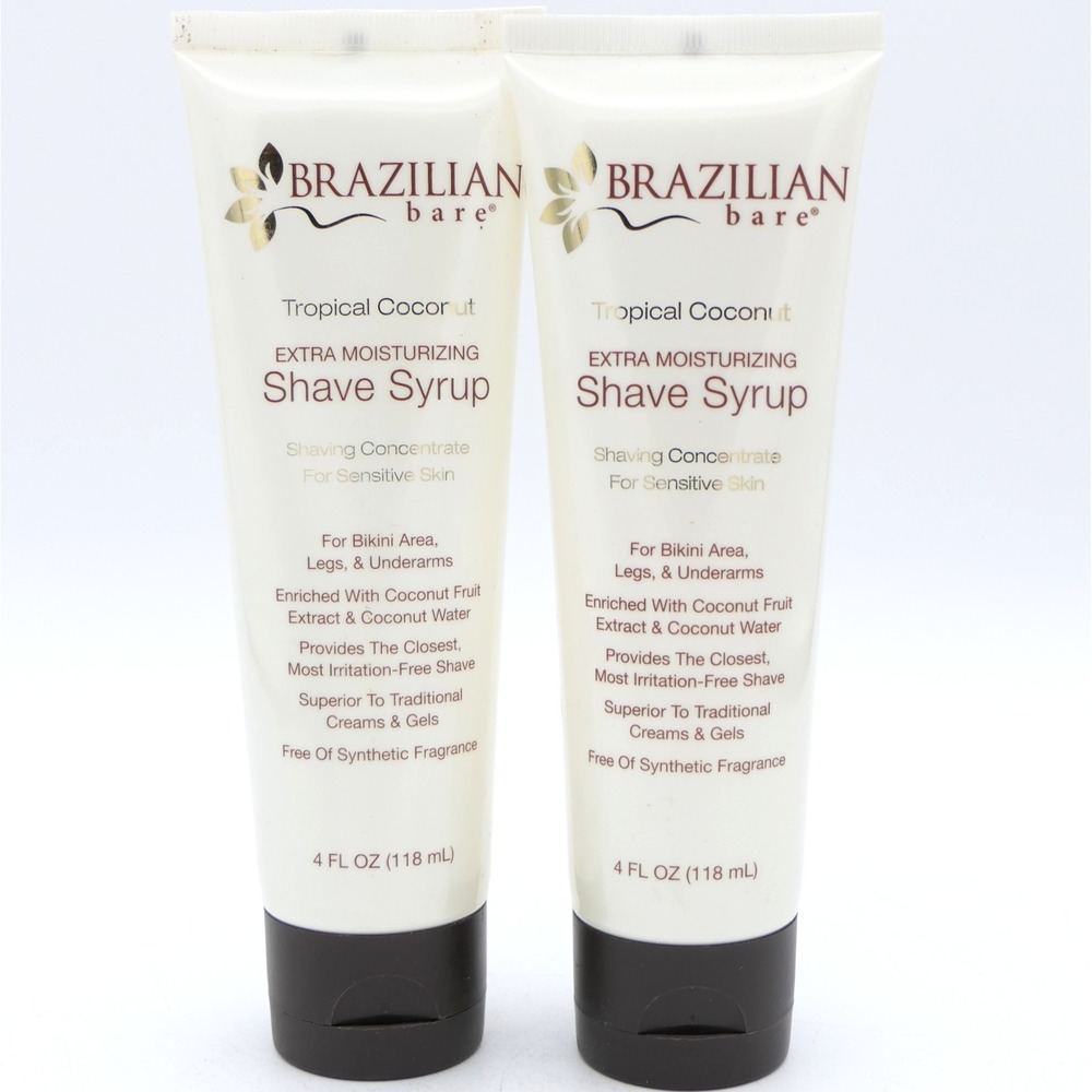 Brazilian Bare Tropical Coconut Extra Moisturizing Shave‎ Syrup 2 Pack 4 oz Ea